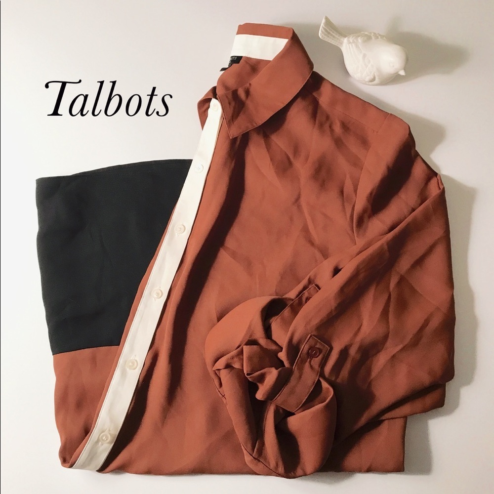 NWOT size 1X brown and black silk Talbots tunic